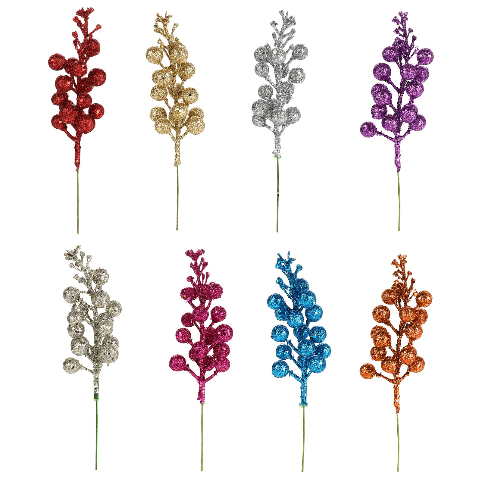 ↑3Pcs Xmas Tree Decoration Berries Shining Sequined Simulated Wreath Rattan