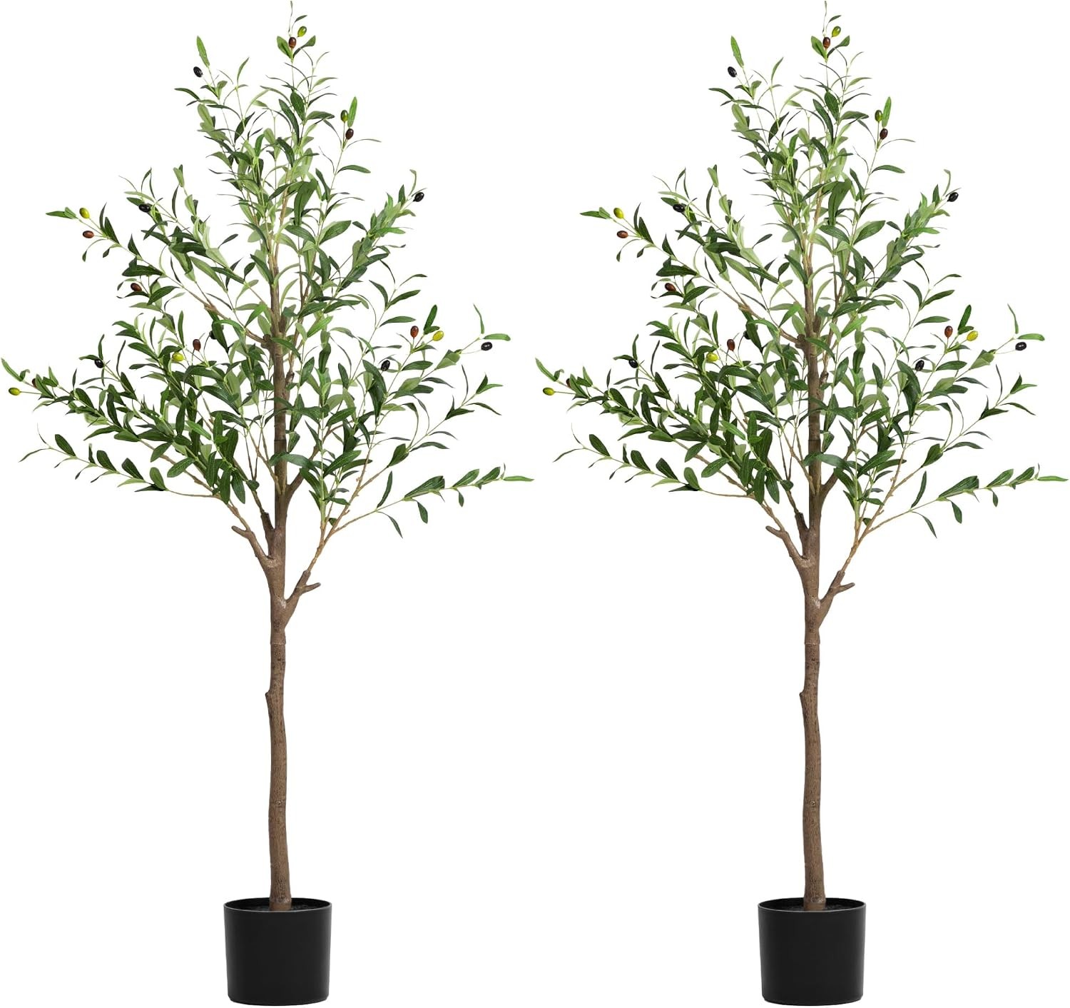 2-Pack 5 FT Olive Tree Artificial Indoor Faux Olive Trees with Planter Fake