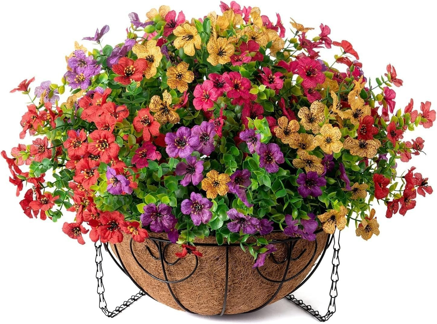 Two Stunning UV Resistant Artificial Flower Baskets for Vibrant Home Decoration