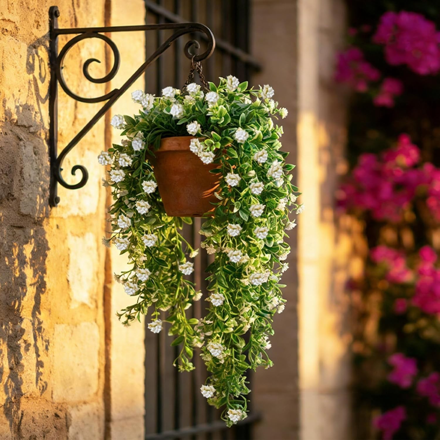 Faux White Hanging Plants – 2-Pack Fake Ivy Vines for Indoor & Outdoor Use