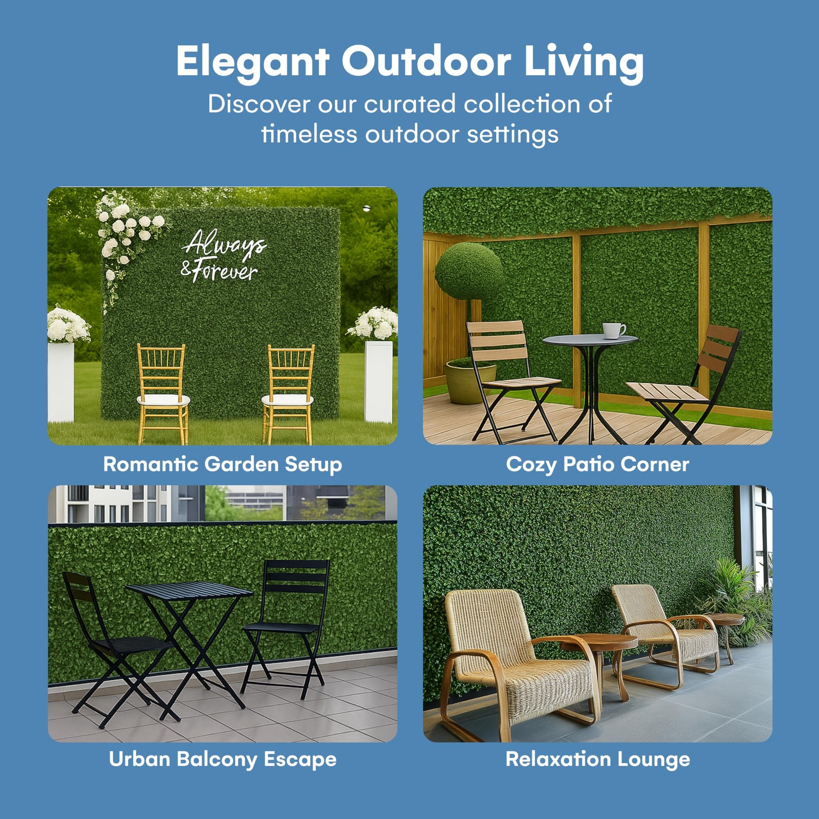 Grass Wall Panels 20″ × 20″ (6 Pack) – UV-Protected Artificial Boxwood Hedge …