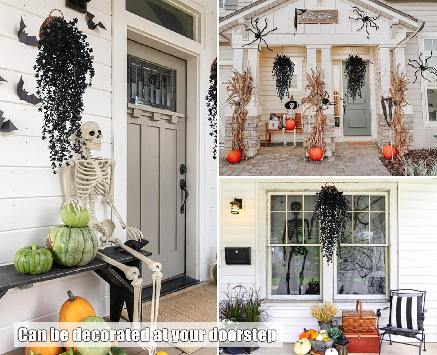 Black Hanging Flowers Faux Hanging Plants Black Artificial Plants | Fake Greener