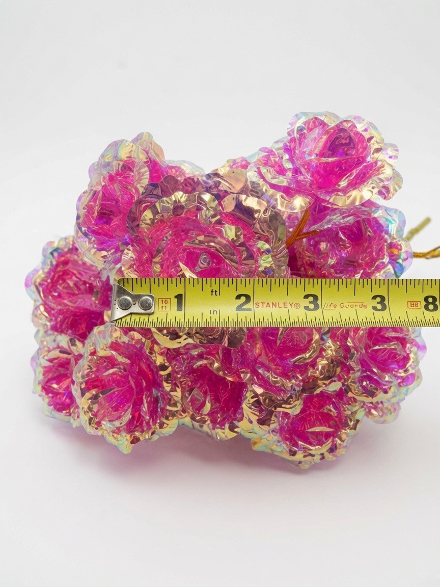 47 Pcs Pink Galaxy Rose Flowers with Stems Gift Wedding Decor 9in