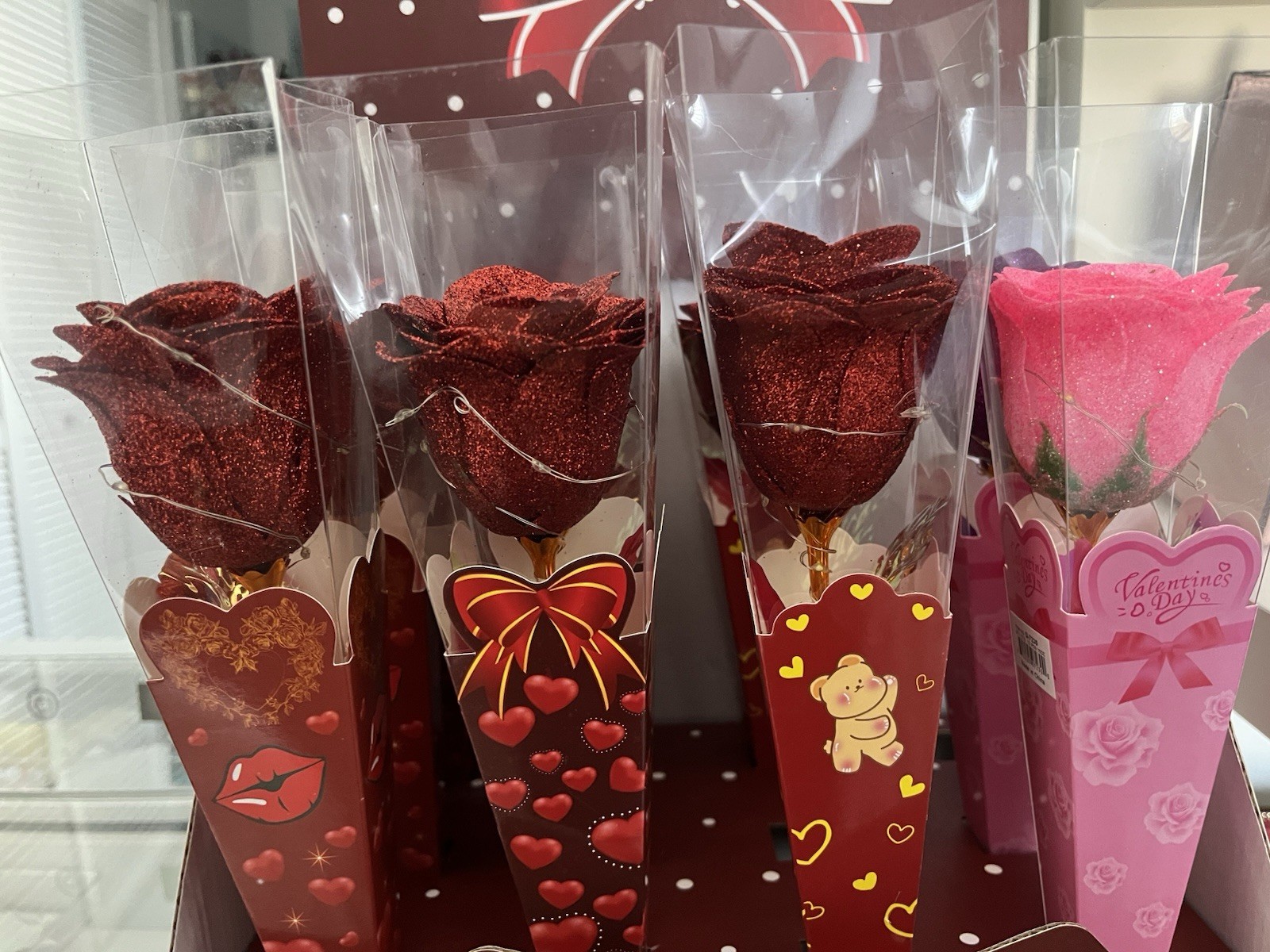 Glitter Artificial Rose Bouquet with LED Lights Gift Box – Red Pink Purple