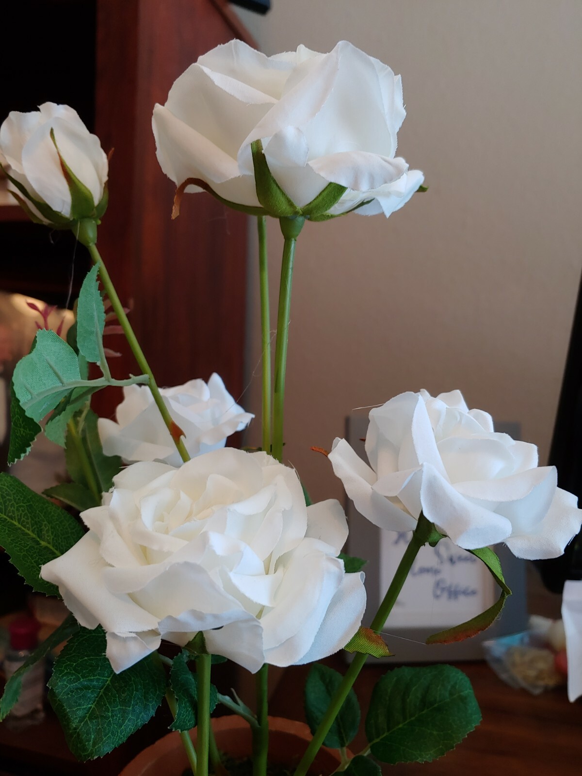 NEW Pottery Barn Faux White Roses in Terra Cotta Pot!! SOLD OUT!!