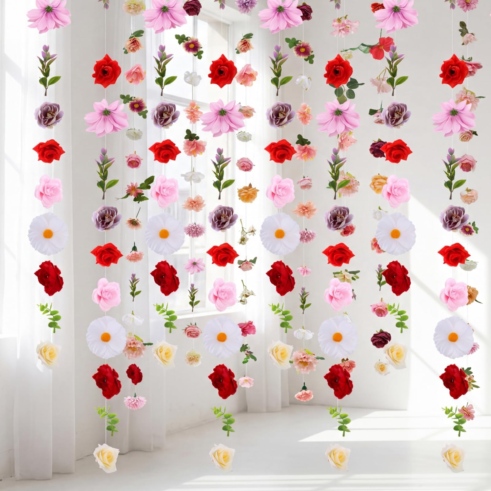 6 Pcs 35.4 Inch Artificial Hot Pink Flower Garlands with 3 Pcs 10 Ft Wedding …