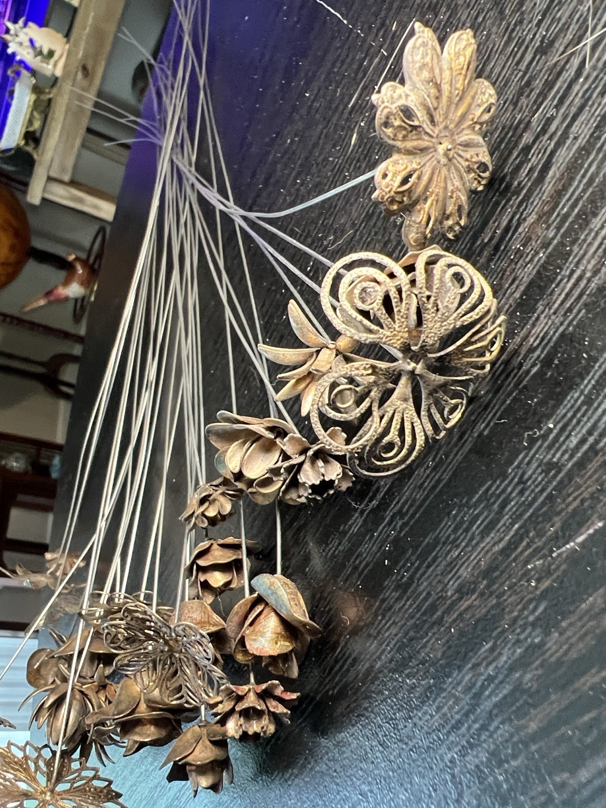 VTG Antique Metal Filigree Openwork Flowers Bouquet Stems Millinery Bridal Craft