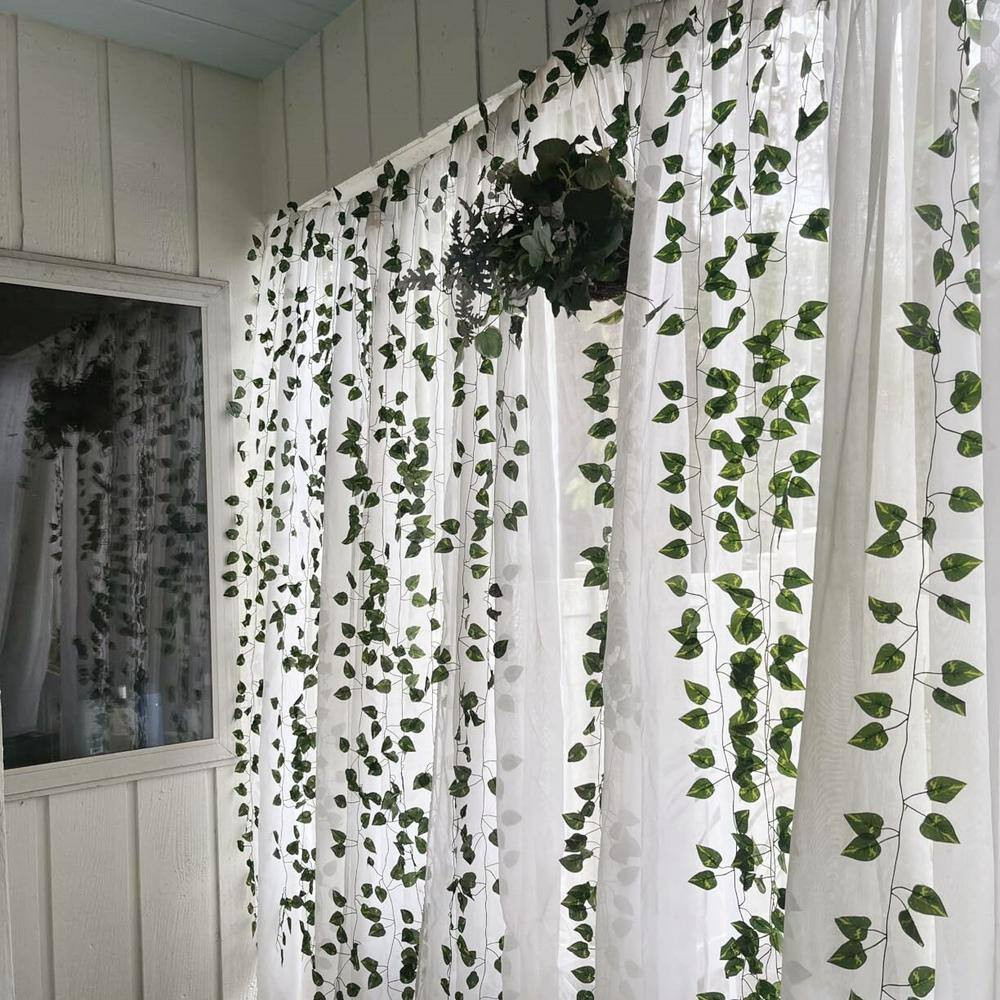 86 .4 In. H Green Fake Ivy Vines, Artificial Ivy Garland with 200 LED String Lig