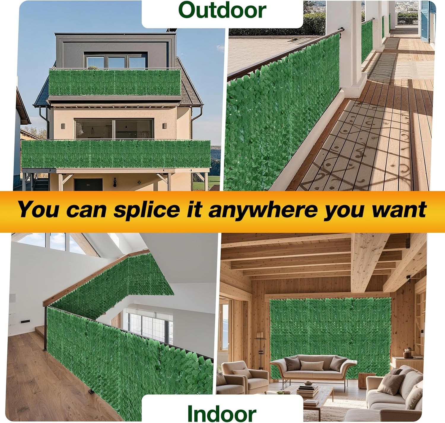Artificial Ivy Privacy Fence Wall Screen 39 x 118 in Garden Fake Hanging Plants