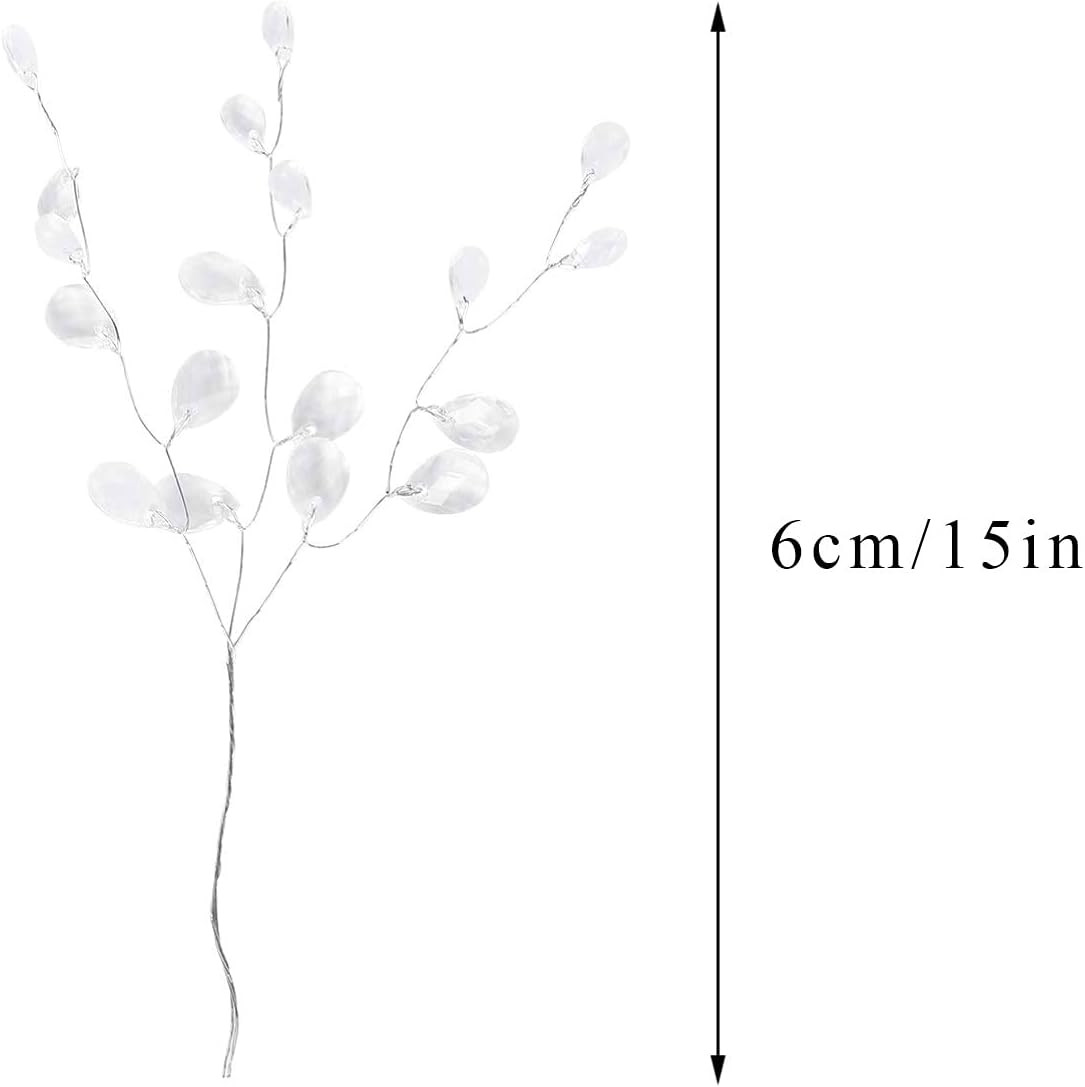 50 Stems Artificial Bouquet, Craft Acrylic Flower Wire Stem Water Drop White Pea