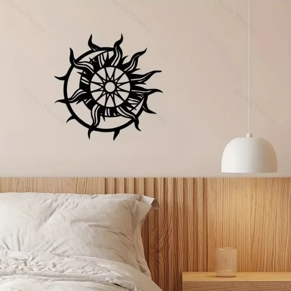 Modern Sun Metal Wall Art Hanging Interior Living Room Office Decor Masterpiece