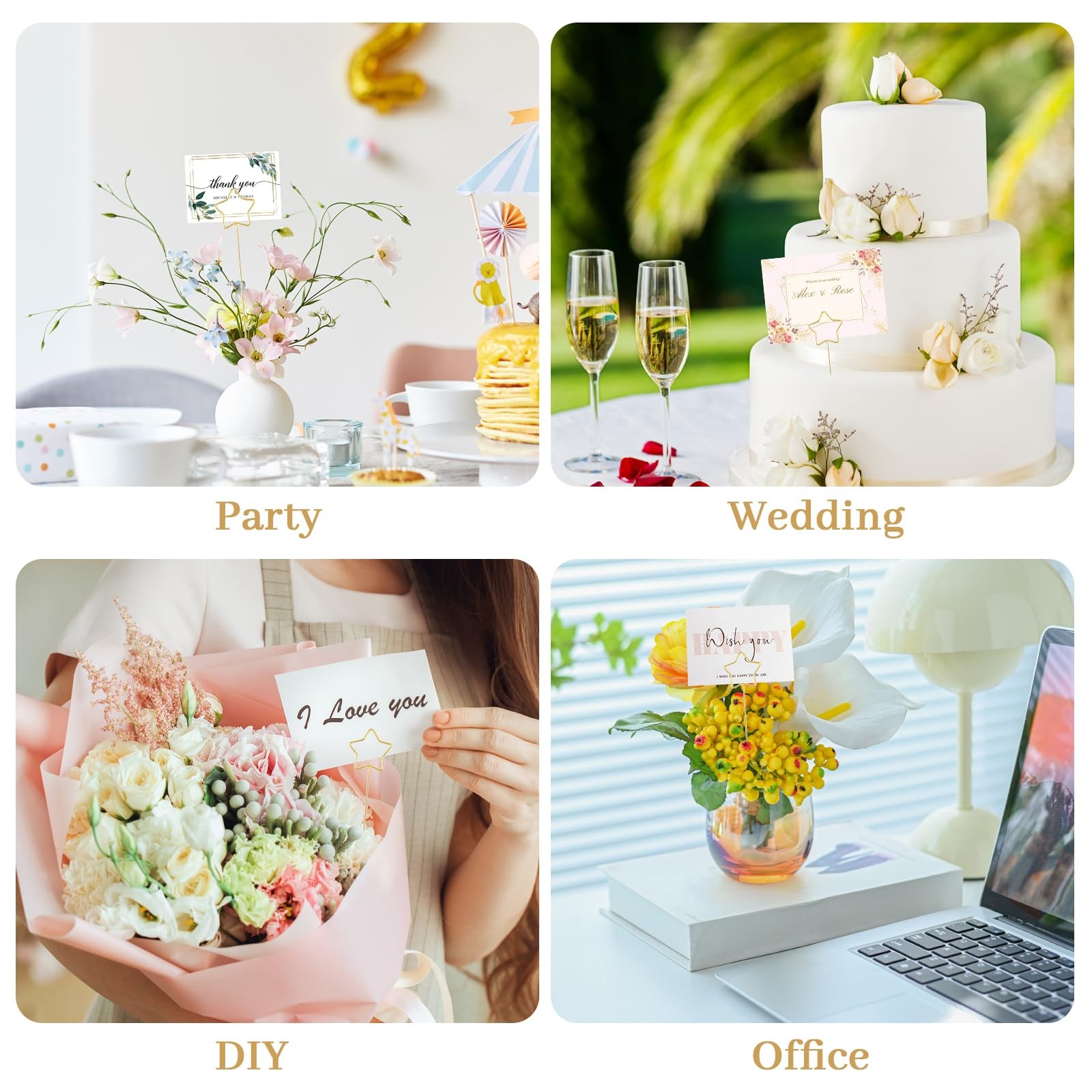 30-Pack Floral Picks Flower Bouquet Decoration Picks – 13 Inch Metal Sticks f…