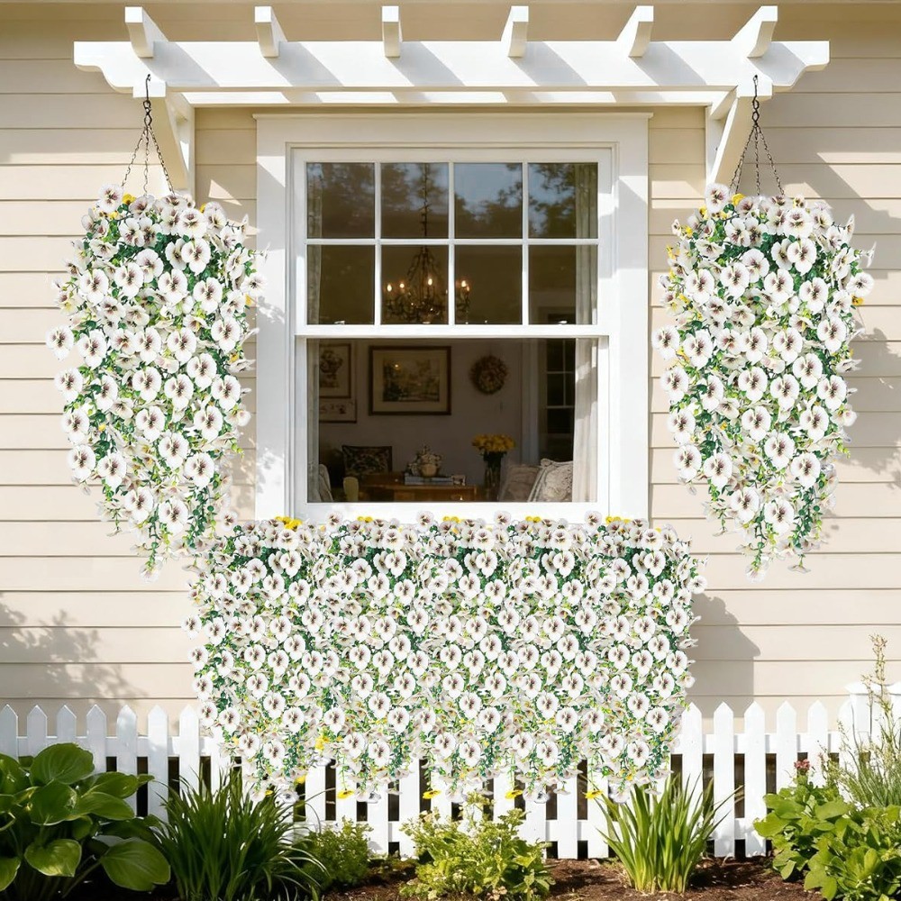 4x Artificial Hanging Orchid Flowers Fake Silk Plants Outdoor Garden Home Decor