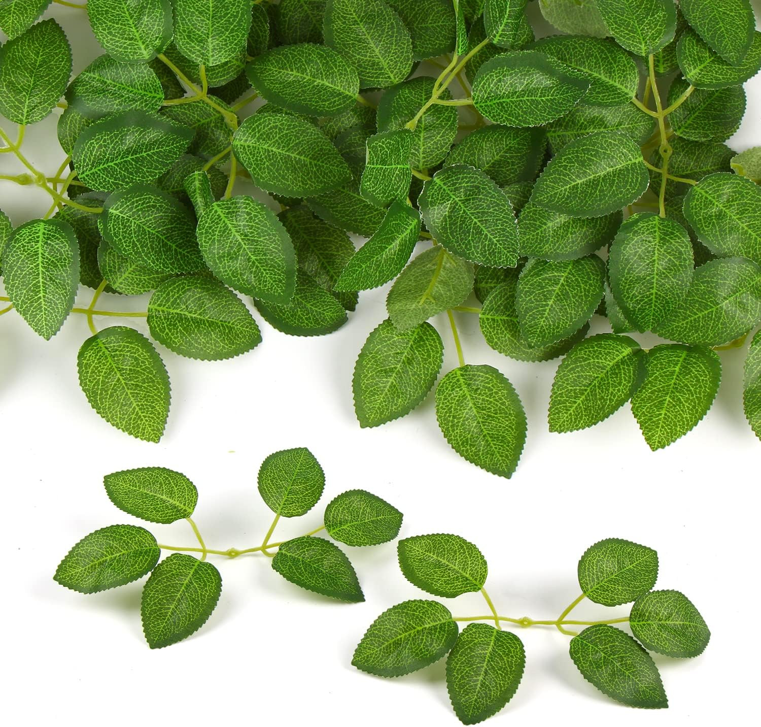 60 Pcs Artificial Rose Leaves Faux Silk Green Leaves For Wedding Decor Plastic