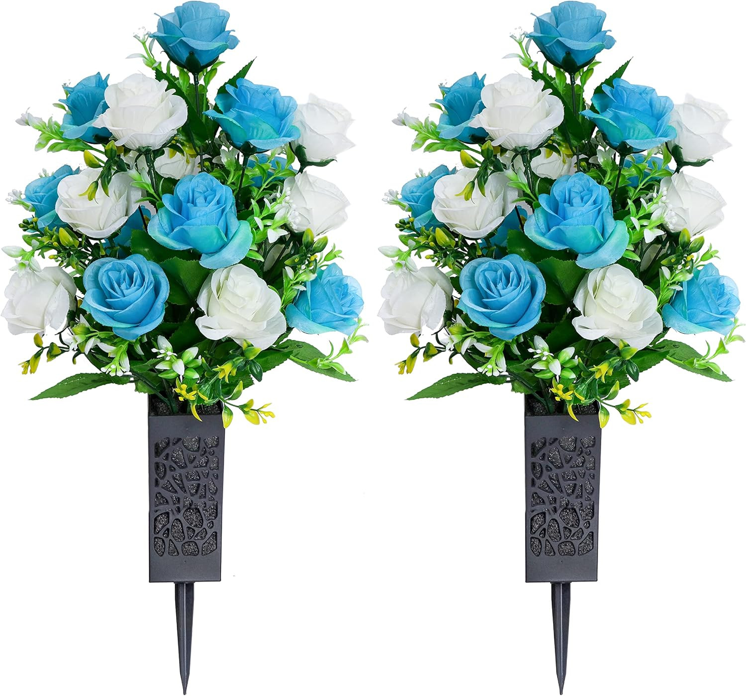 2 Sets Artificial Cemetery Flowers,Memorial Flowers,Beautiful Arrangements for H
