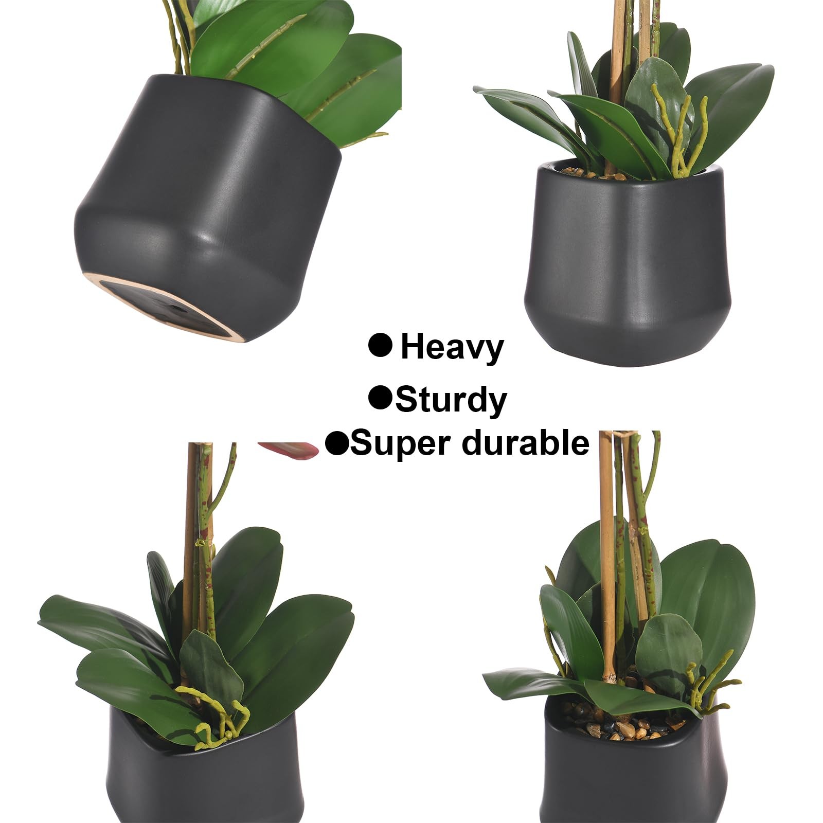 Orchids Artificial Plant in Ceramic Pot 18.5″ Faux Orchid Phalaenopsis Flower…