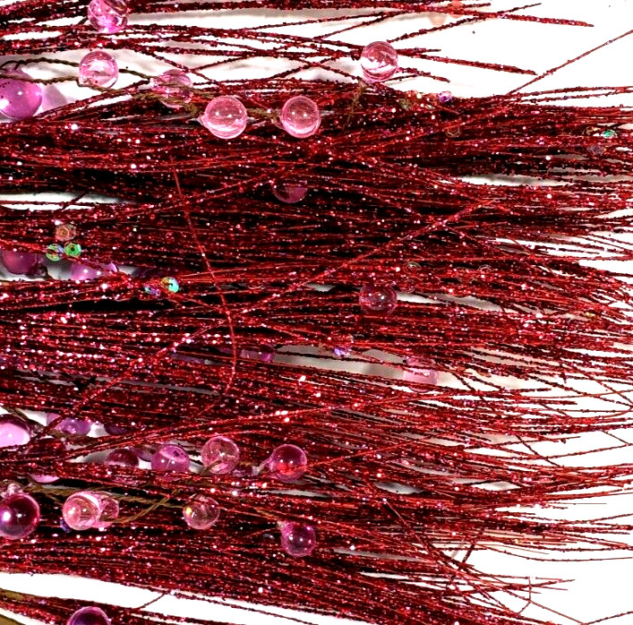 Glitter Pink With Jewels Floral Spray Picks 16″ Holiday Picks NWOT Set of 7