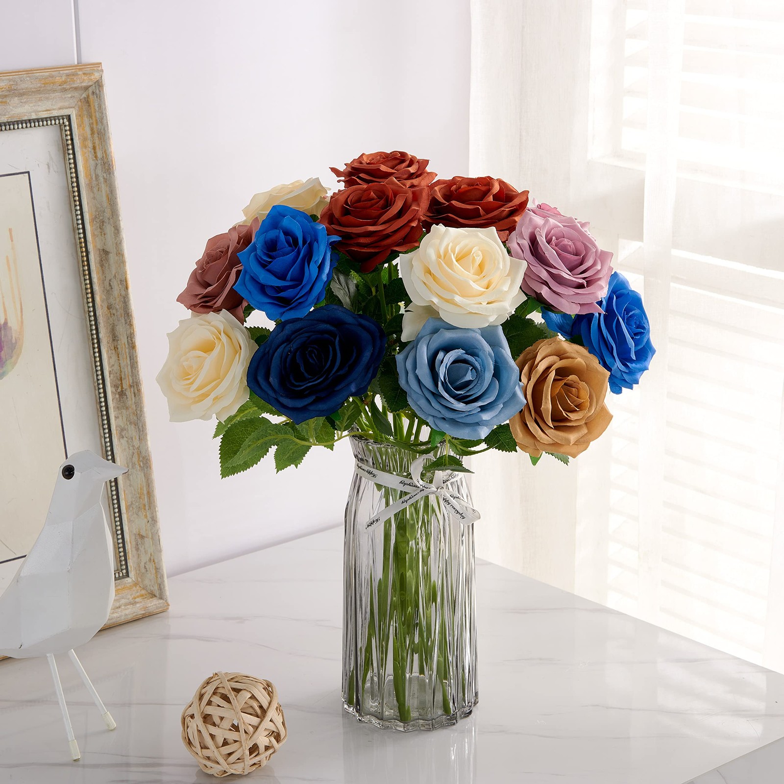 Artificial Rose Bouquet 10pcs for Wedding, Bridal, Centerpiece – Burnt Orange