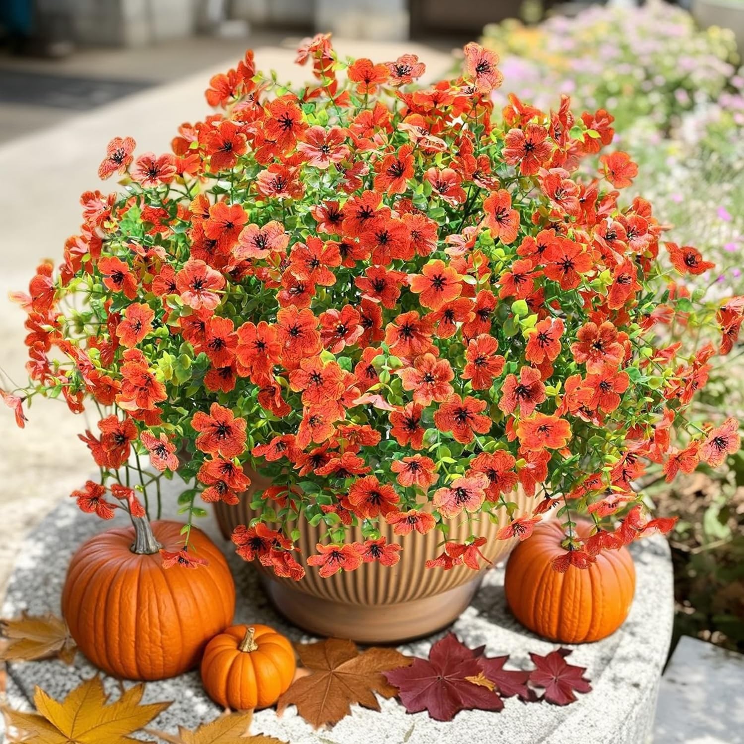 16 Bundles Artificial Mums for Outdoors Garden Home Decoration Fake Mums Deco…