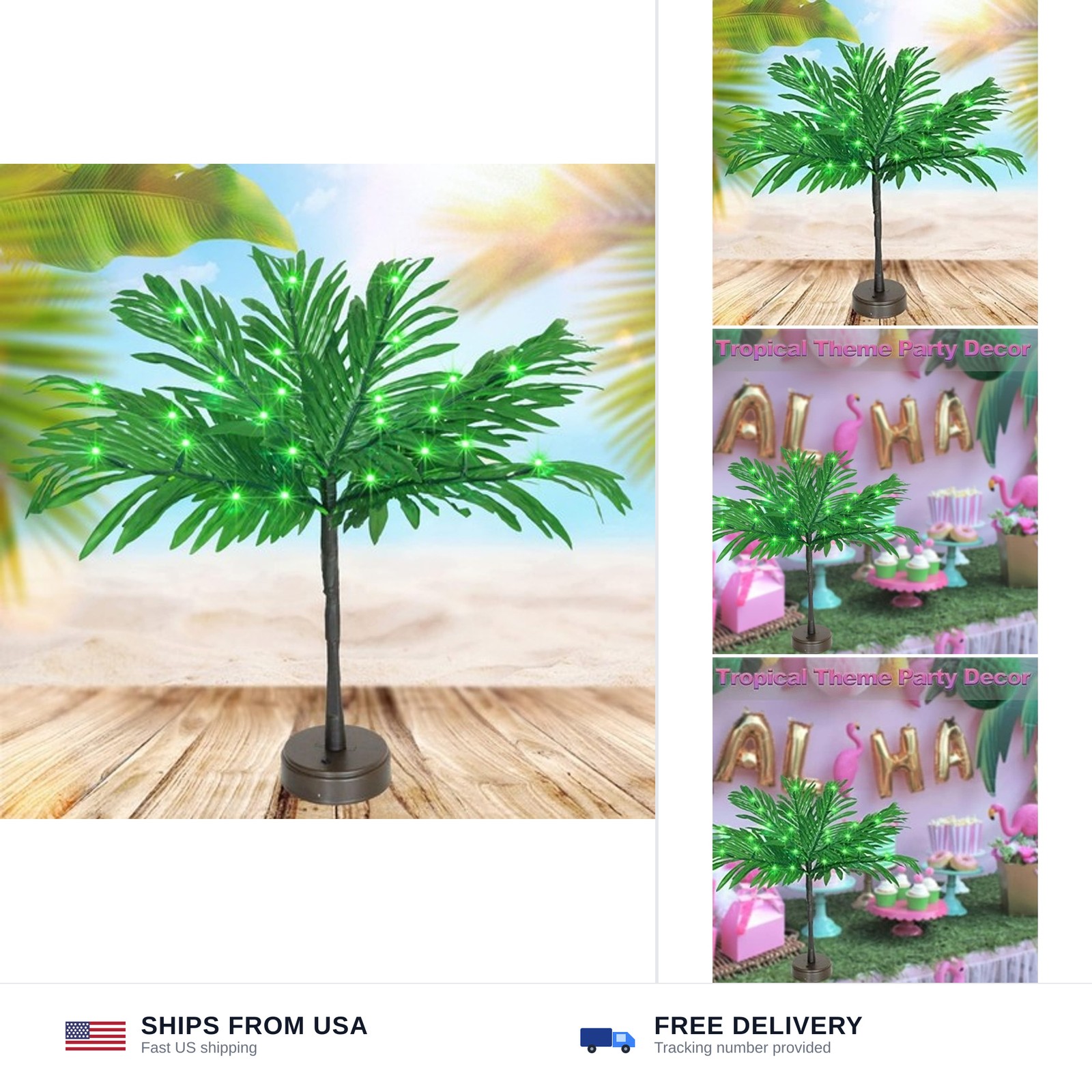 23 In Lighted Palm Tree Table Decor, Tropical Artificial Palm Tree Lights Bra…