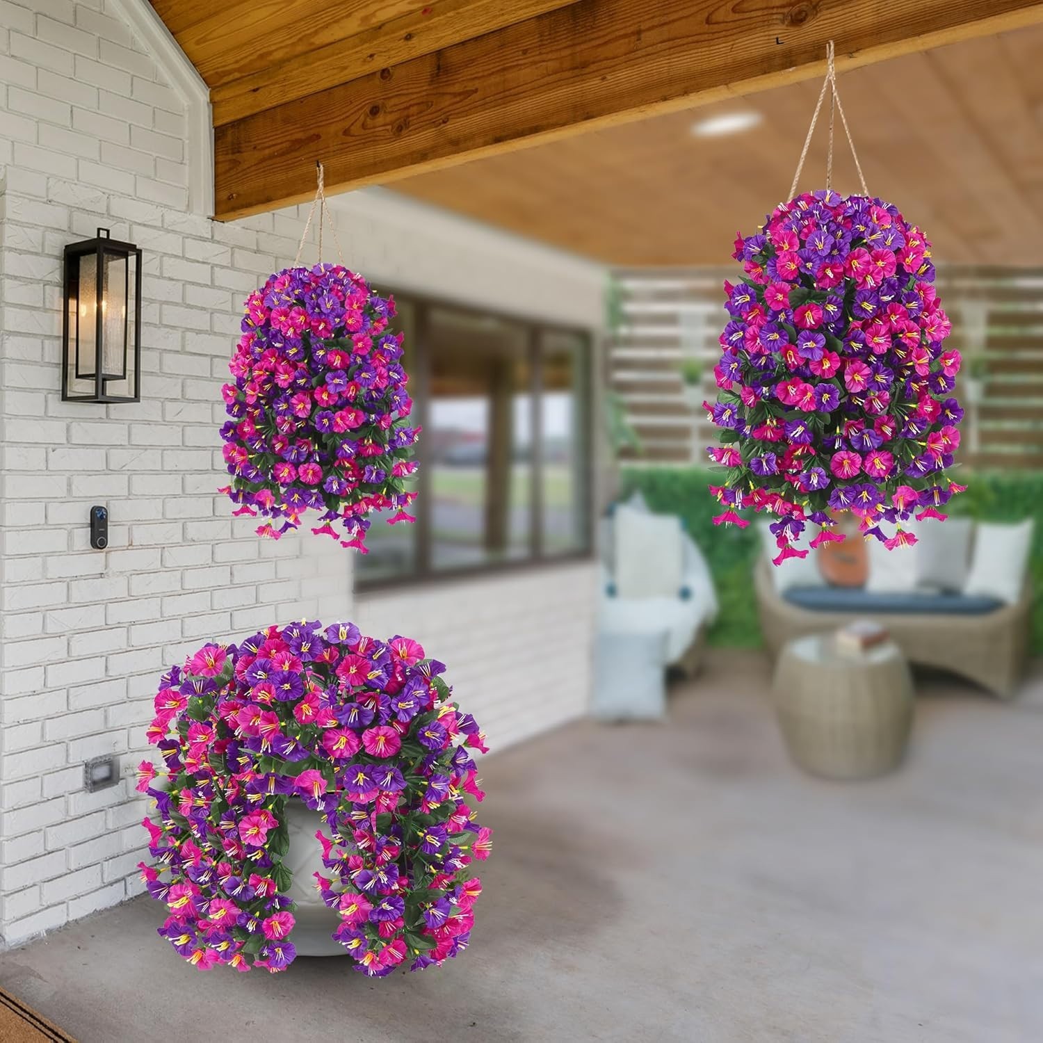 Vibrant 4PCS Silk Hanging Flowers – UV Resistant for Stunning Outdoor Settings