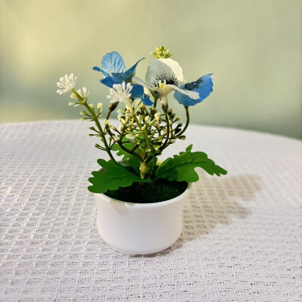 Realistic Fabric Phalaenopsis Orchid Potted Plant 12cm Tall for Indoor Decor