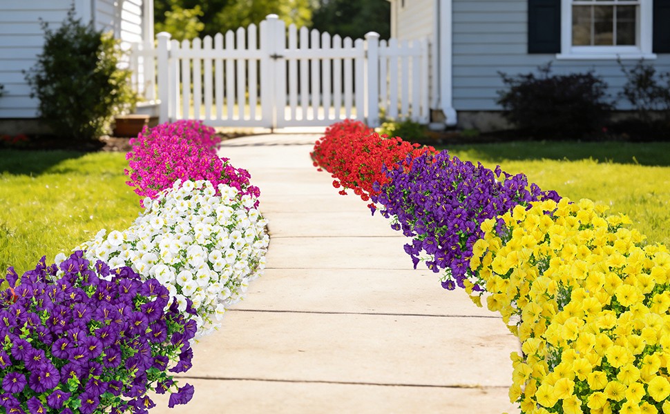 24 Bundles Artificial Morning Glory Flowers for Outdoors, Mixed | Realistic silk