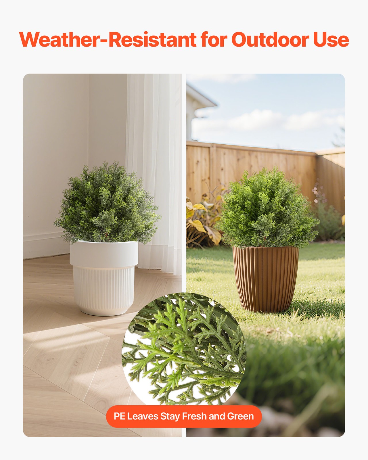 VEVOR Artificial Topiary Cypress Tree with Ground Spike 16 Inch Faux Shrub
