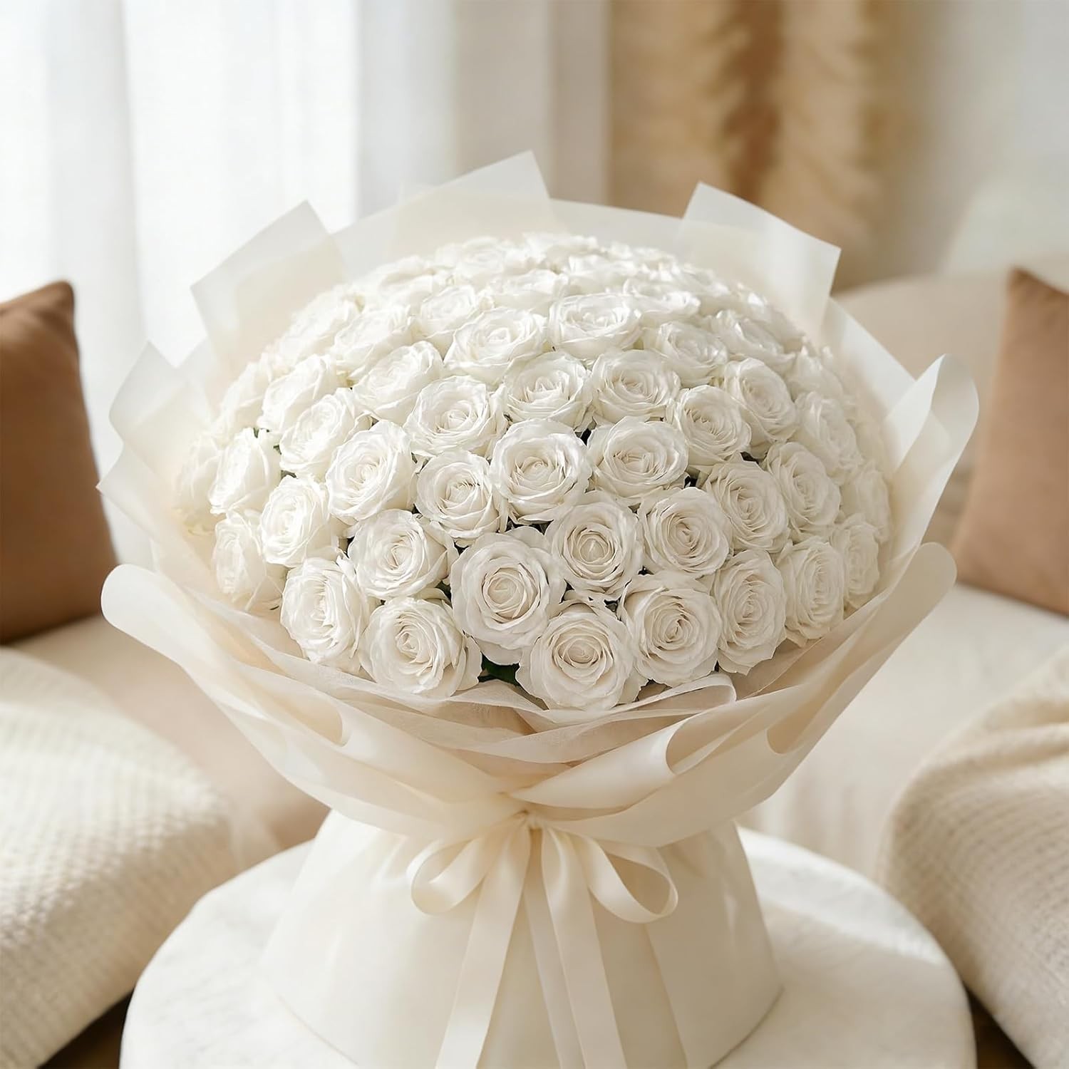 Velvet Artificial White Roses Bulk Wedding Decor Set