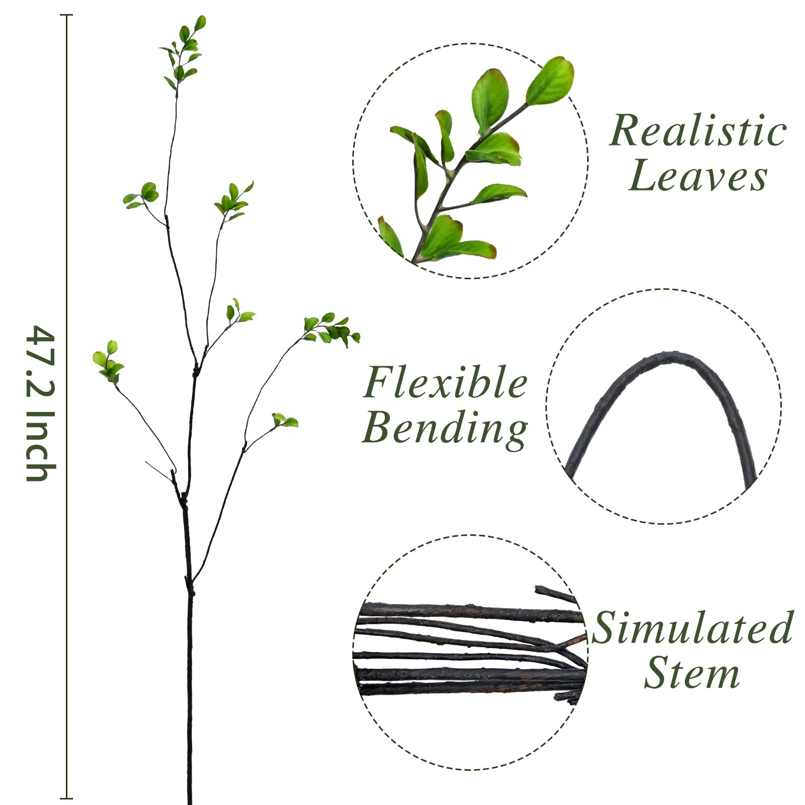 4PCS Artificial Ficus Branches for Vase, Faux Greenery Stems for Vase Filler,…