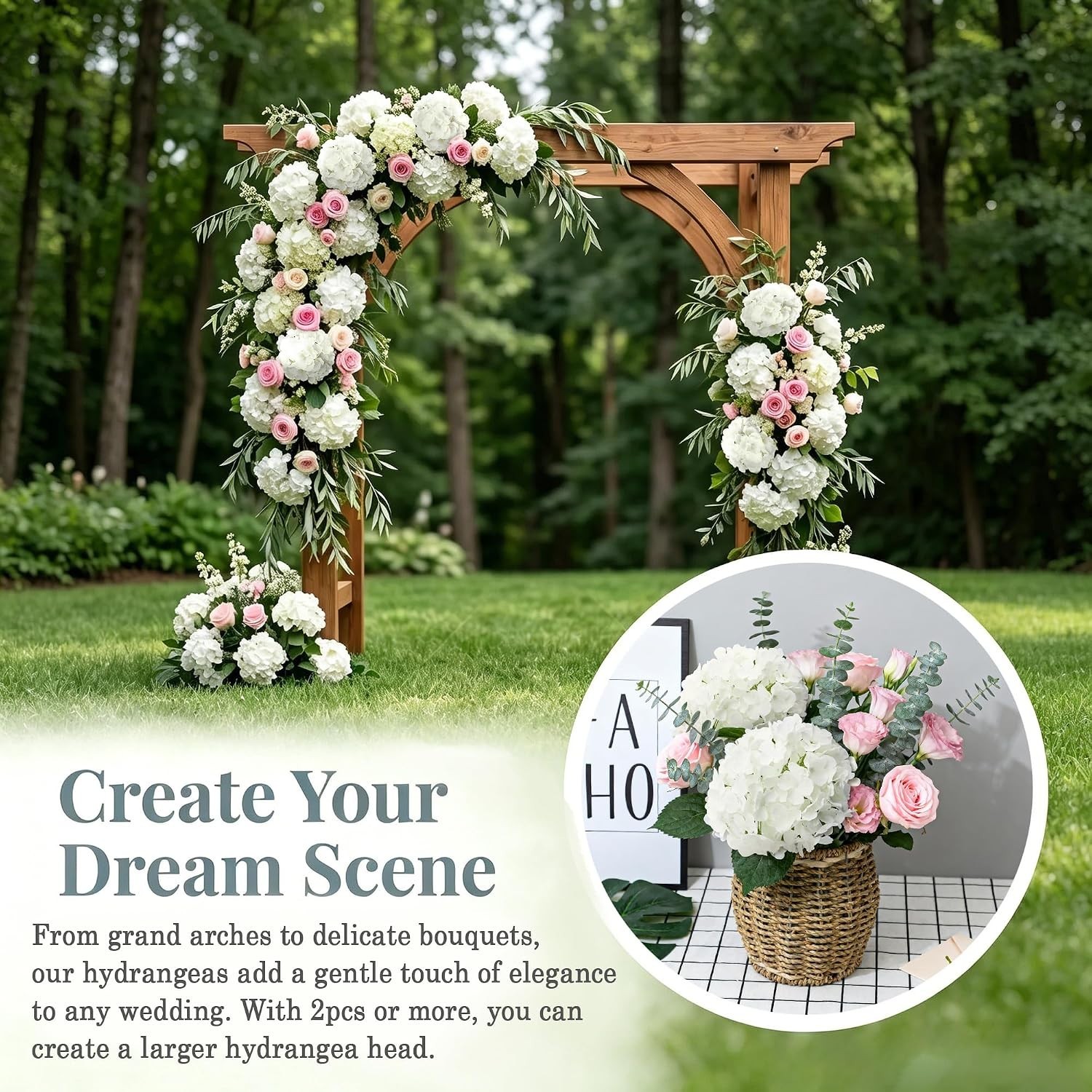 Ivory Faux Hydrangeas Bouquet – Pack of 65