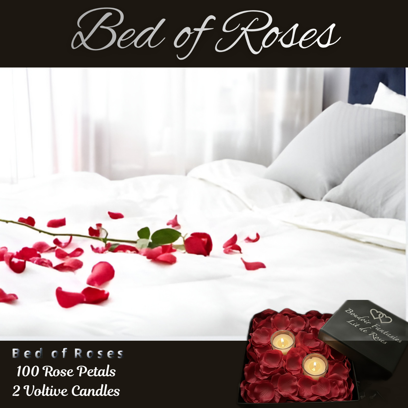 Valentines Day! Bed of Roses 100 Faux Rose Petals with 4 LED tea lights