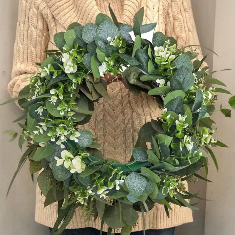 Artificial Eucalyptus Wreath 33cm Green Garland Wedding Home Party Decor
