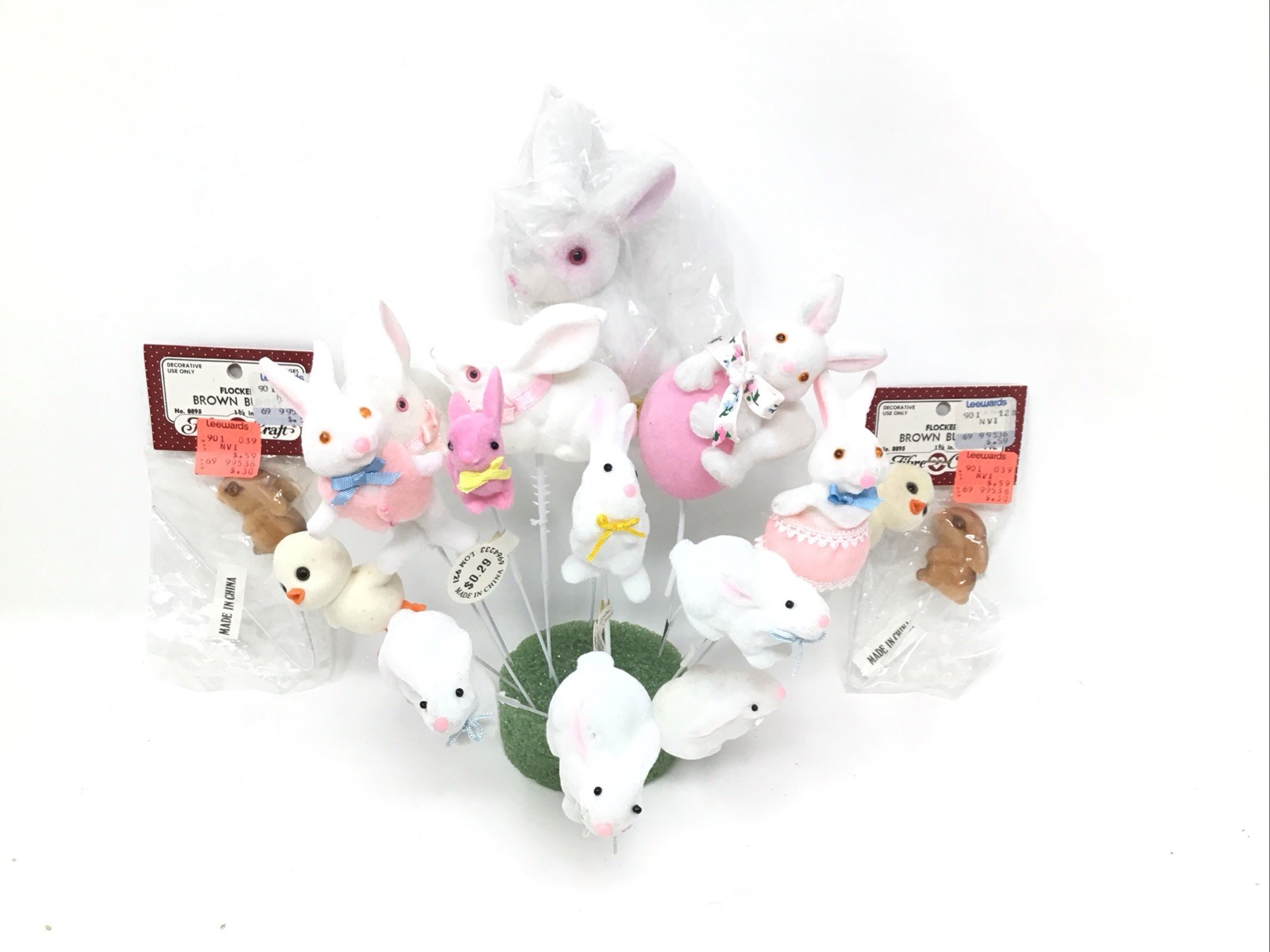 Vintage Easter Bunny Floral Picks 2 Duck Picks 6”-9” Picks Lot Of 14 Felt