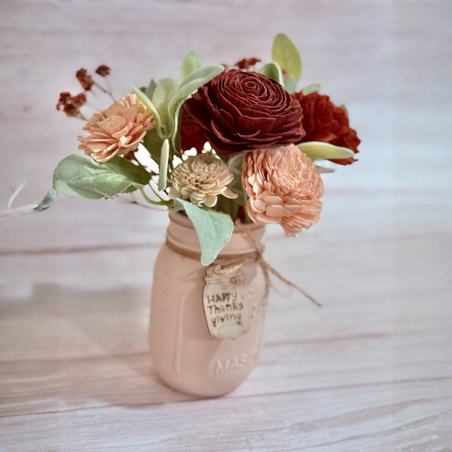 Sola Wood Rustic Floral Arrangement 16oz Mason Jar Personalised Custom Home Gift