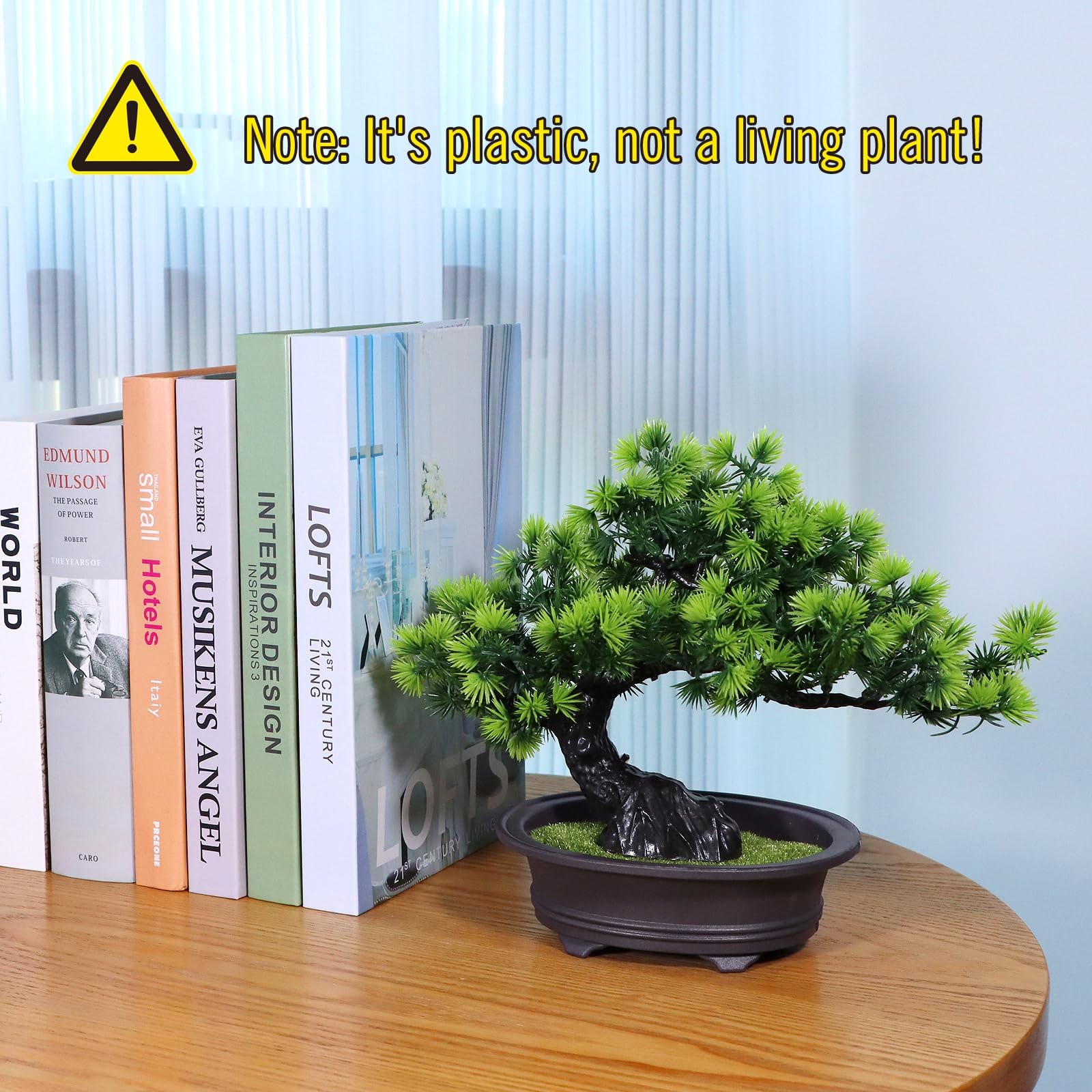 Small Fake Plants Desk Decor Artificial Bonsai with Pot, 9.5″ Tall, Green
