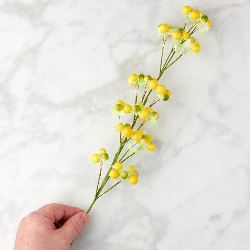 Factory Direct Craft Yellow and Green Artificial Flowering Berry Sprays