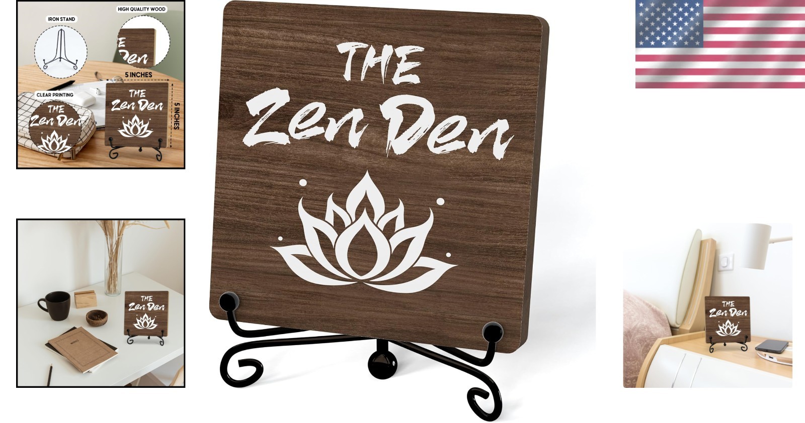 Zen Quote Wooden Desk Decor Inspirational Gift Tabletop Sign