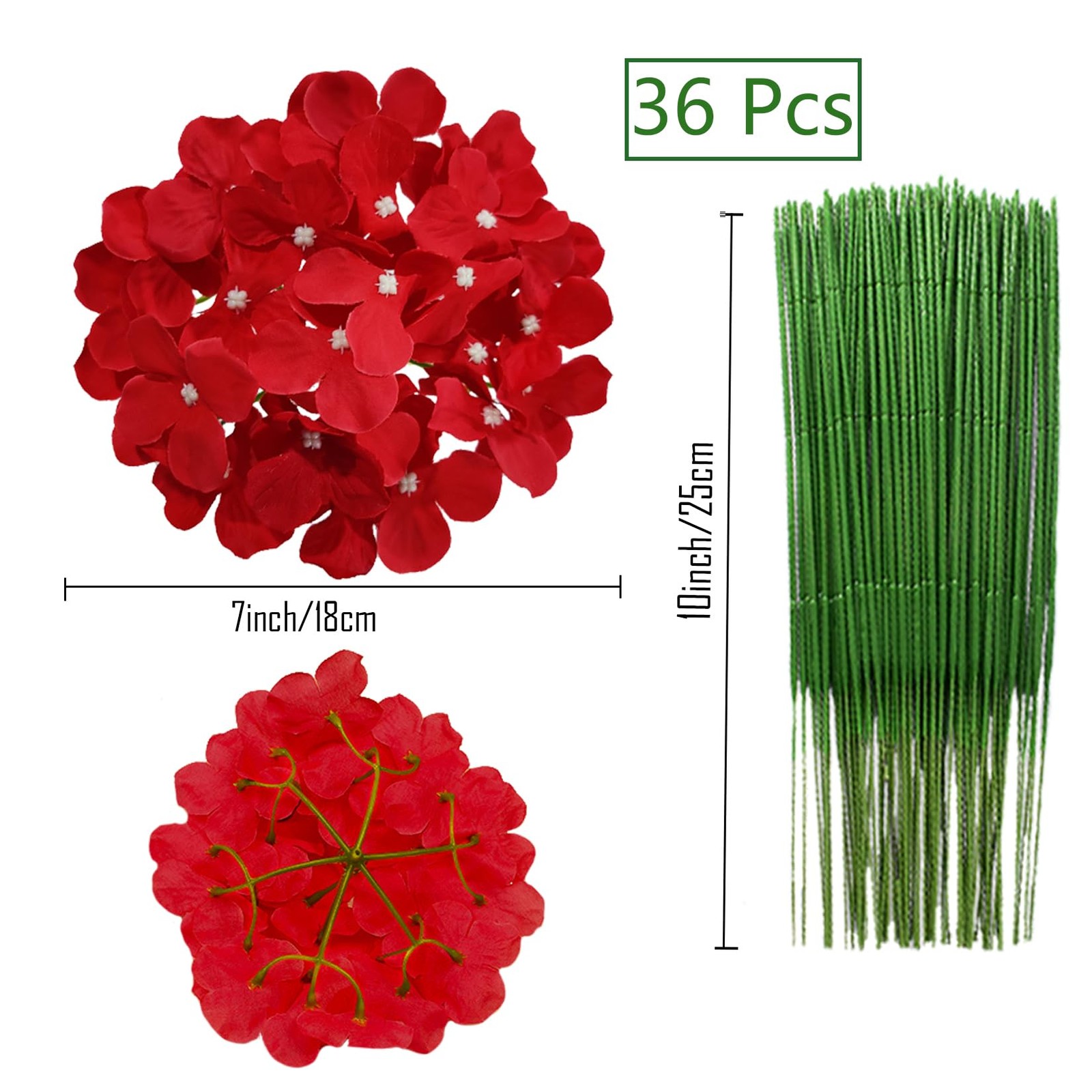 Silk Hydrangea Heads 36 Pcs Artificial Flowers Heads and 3 Dozens Stems Fake …