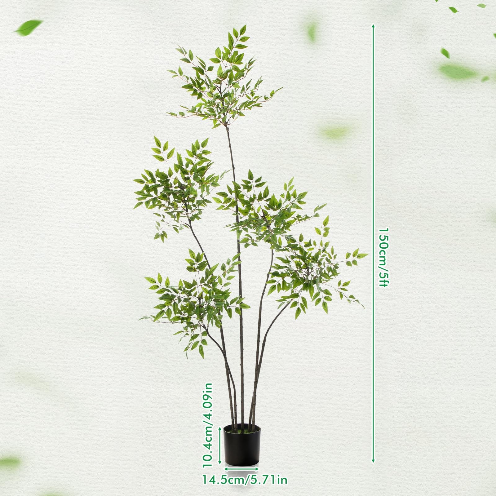 Giegxin 5ft Faux Bamboo Tree Indoor Artificial Nandina Tree Realistic Large F…