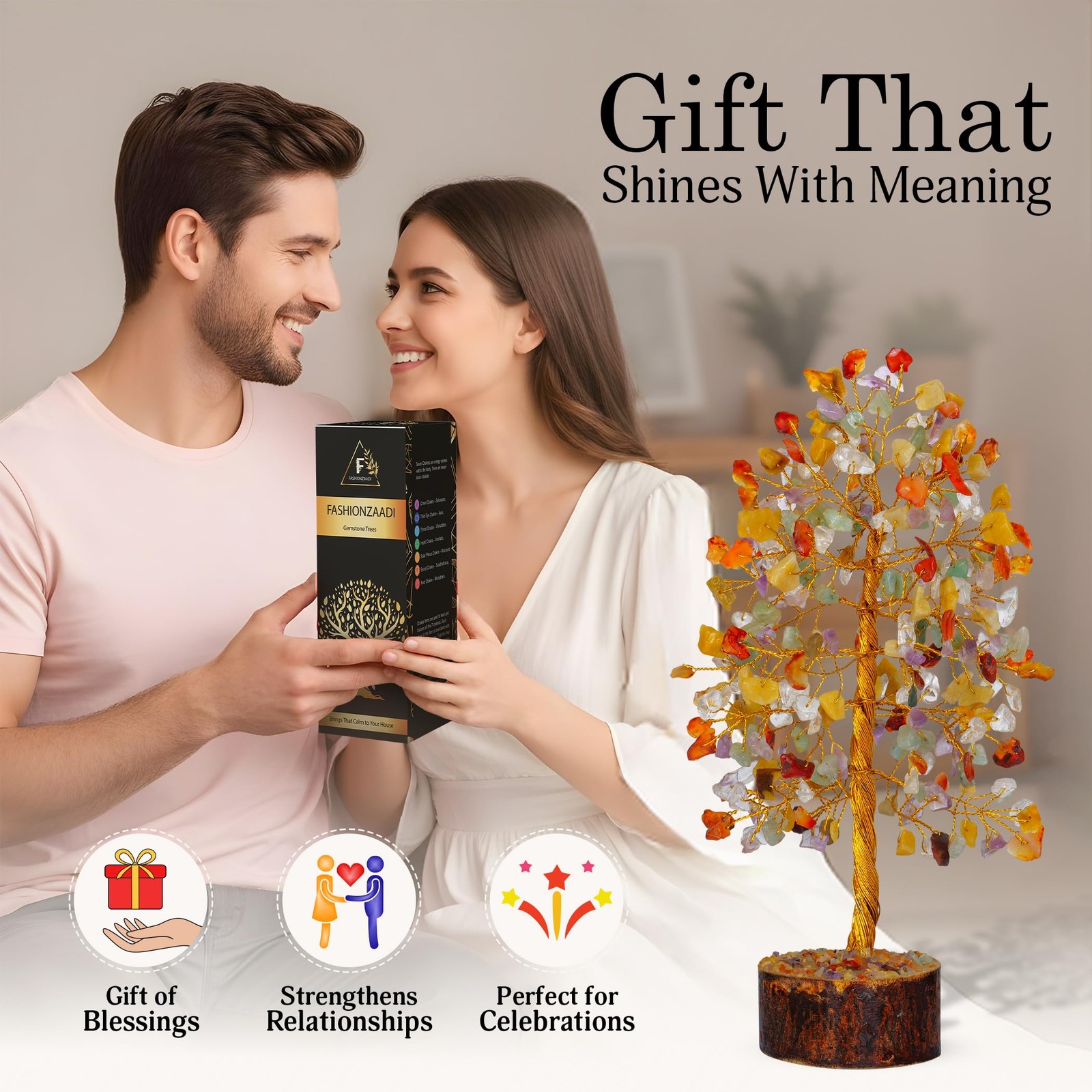 Gemstone Money Tree Reiki Healing Chakra Balancing Handmade Bonsai Trees Spir…