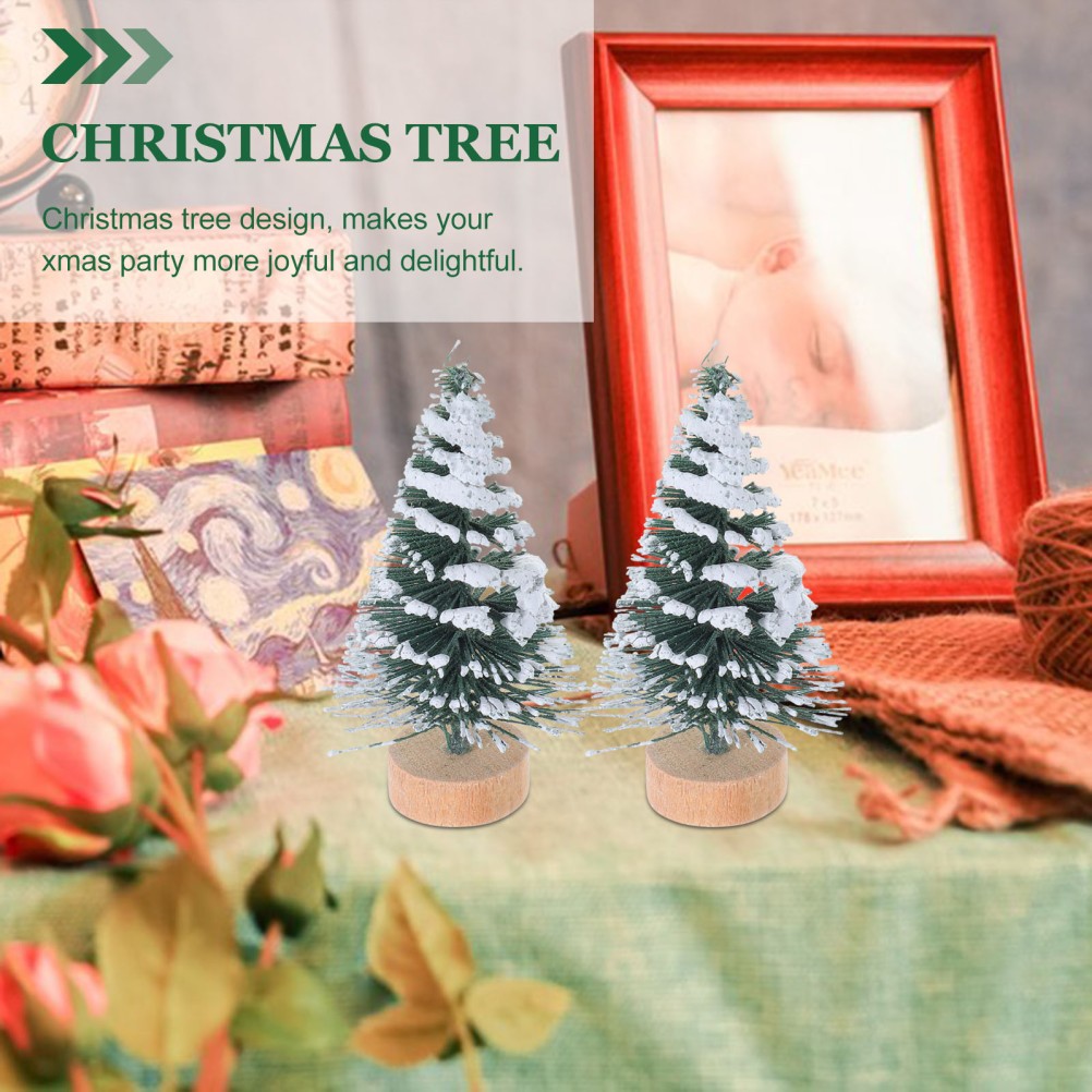10 Pcs Mini Christmas Tree Ornaments 5 Cm Snow Covered Pine for Xmas Party Decor