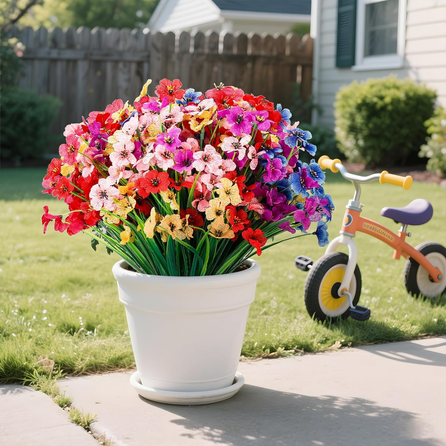 20 Bundles Outdoor Artificial Flowers UV Resistant No Fade Plastic Faux Plants