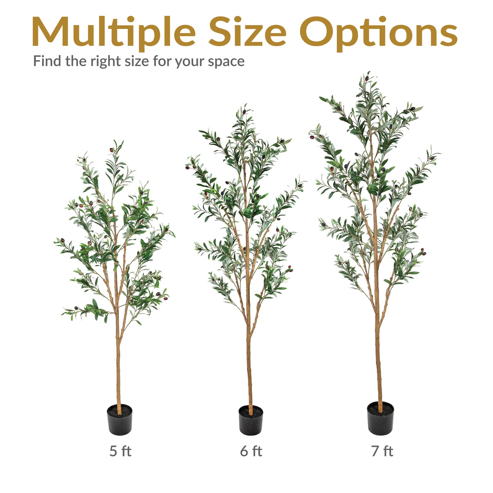 Indoor Artificial Olive Tree with Silk Leaves – 6 ft by Sunnydaze