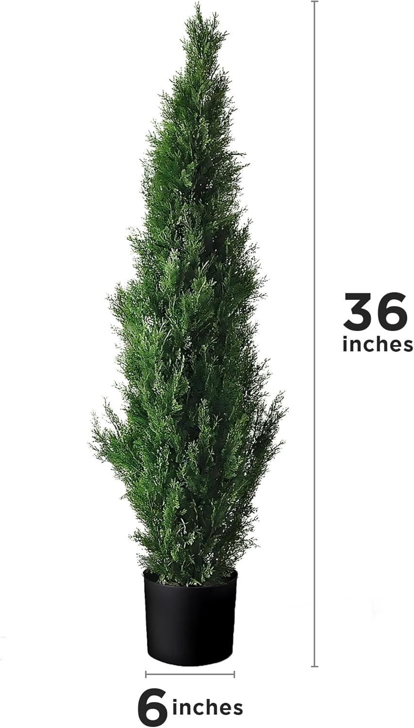 Set of 2 3ft Faux Cedar Trees – UV Protected Indoor/Outdoor Decor