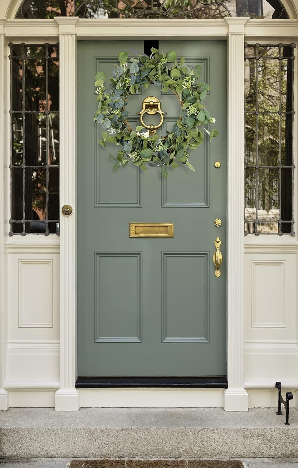 Durable 22-Inch Eucalyptus Wreath – Handmade Silk for Indoor & Outdoor Use