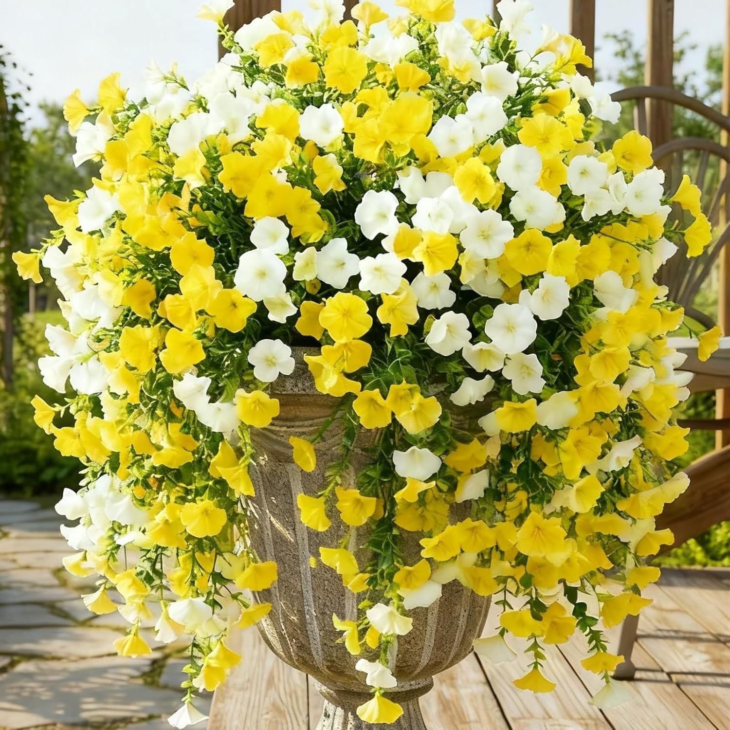 Artificial Hanging Flowers Fake Plants for Outdoors Decor 2 Pack Faux Silk Mo…
