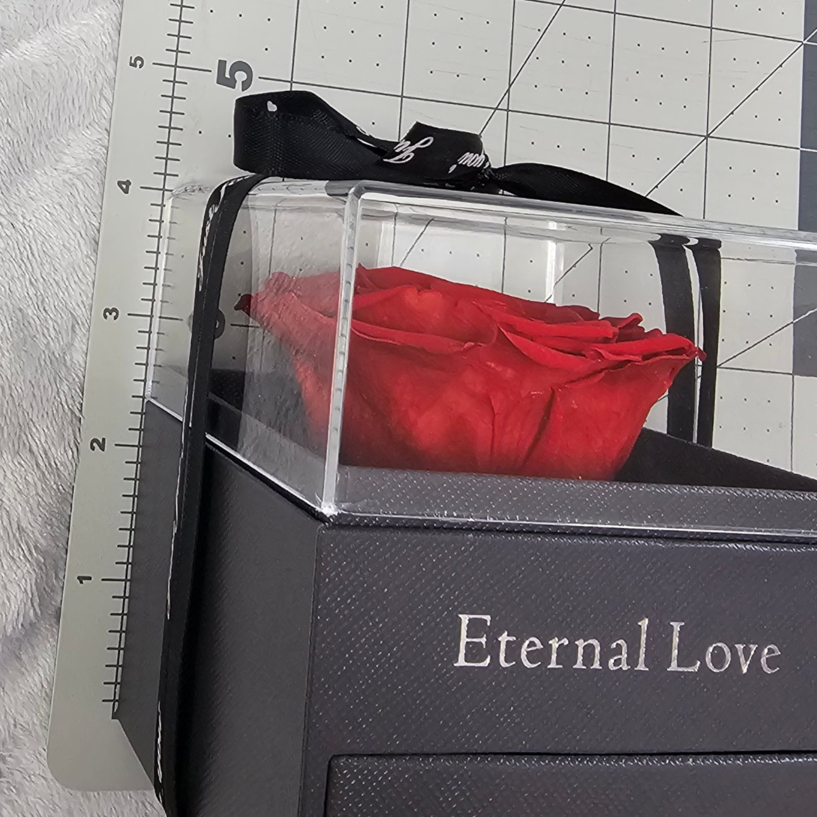 Eternal Love Preserved Real Red Rose Acrylic Gift Box with Drawer Valentine Gift