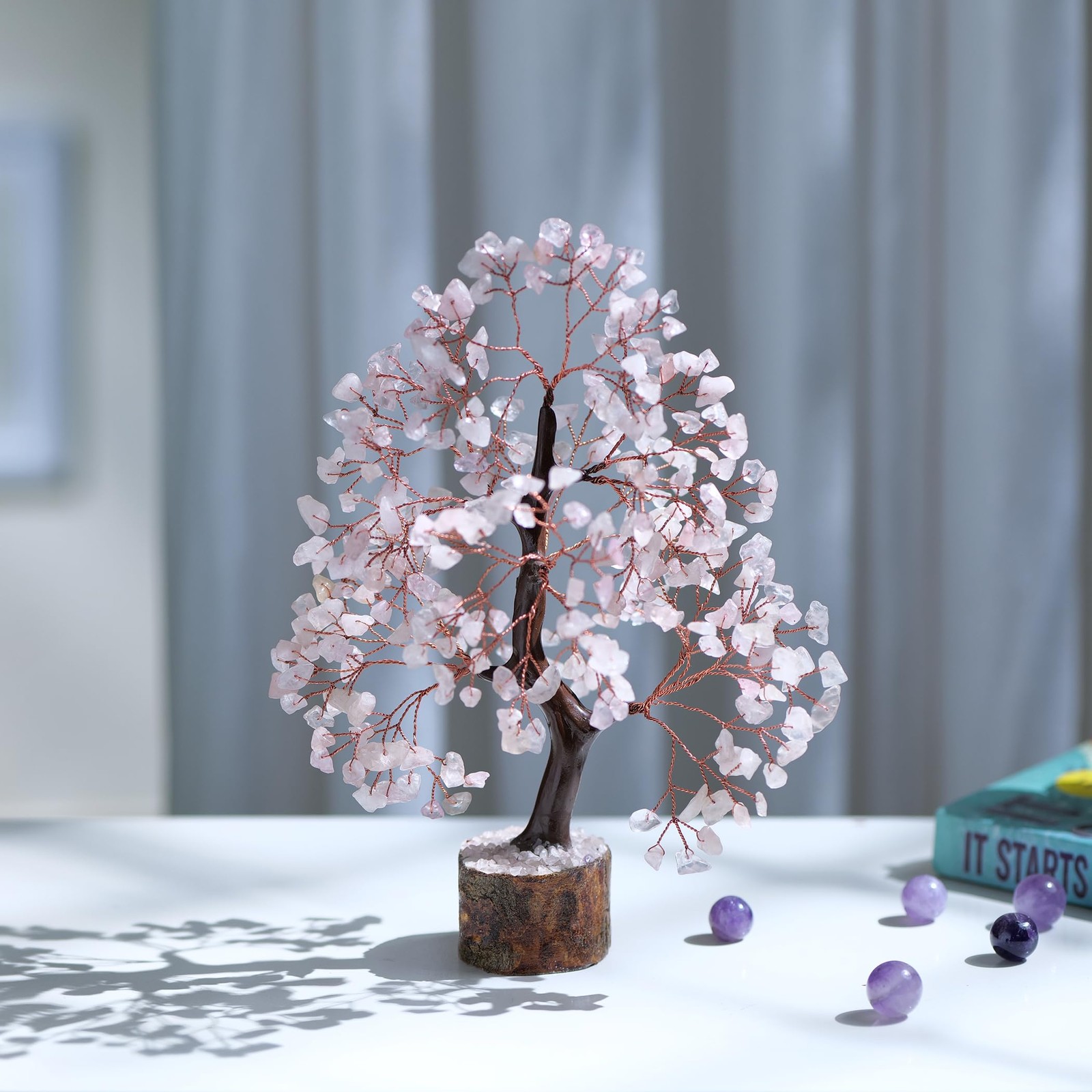 Rose Quartz, Gemstone Tree, Crystal Tree, Reiki Decor, Crystal Gifts for , Ro…