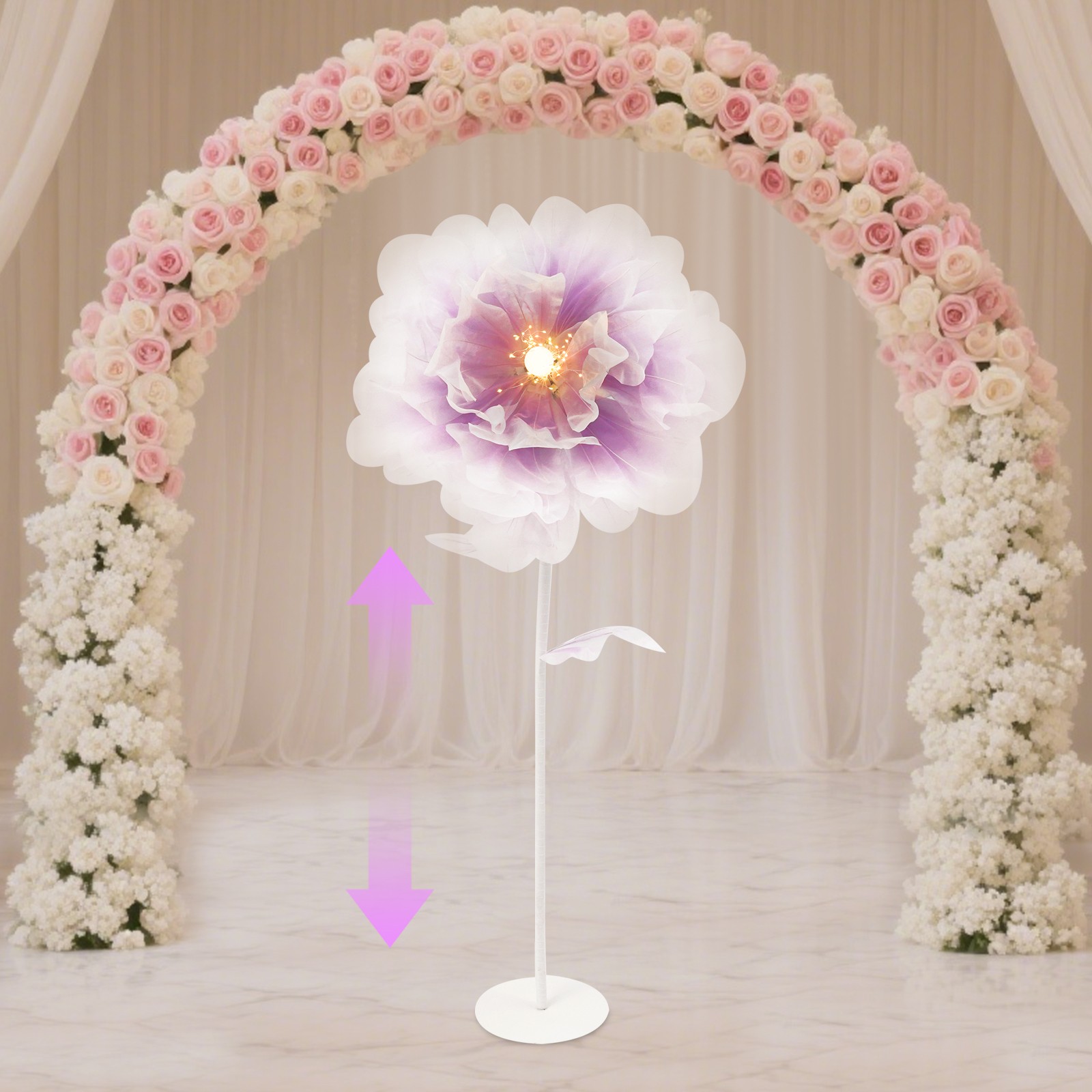Flower Decoration with Light Auto-Open Artificial Flower Floral Decor for Party